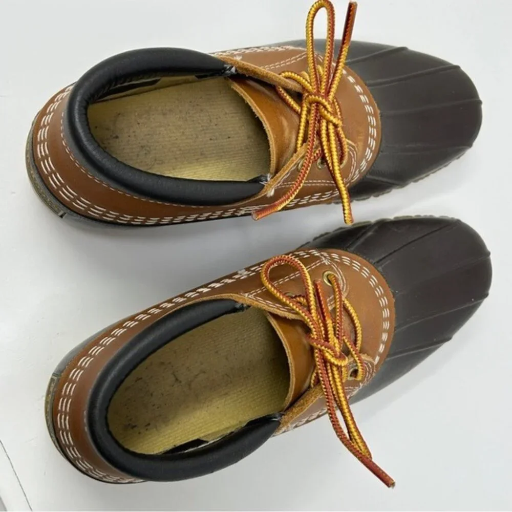 LL Bean Leather Unlined Gumshoe Low Ankle Duck Boots Size 7 N rain